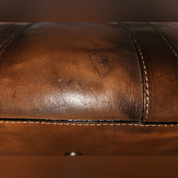 I Medici of Florence Vintage Italian Leather Satchel Handbag in Antique Cognac - Picture 13 of 16